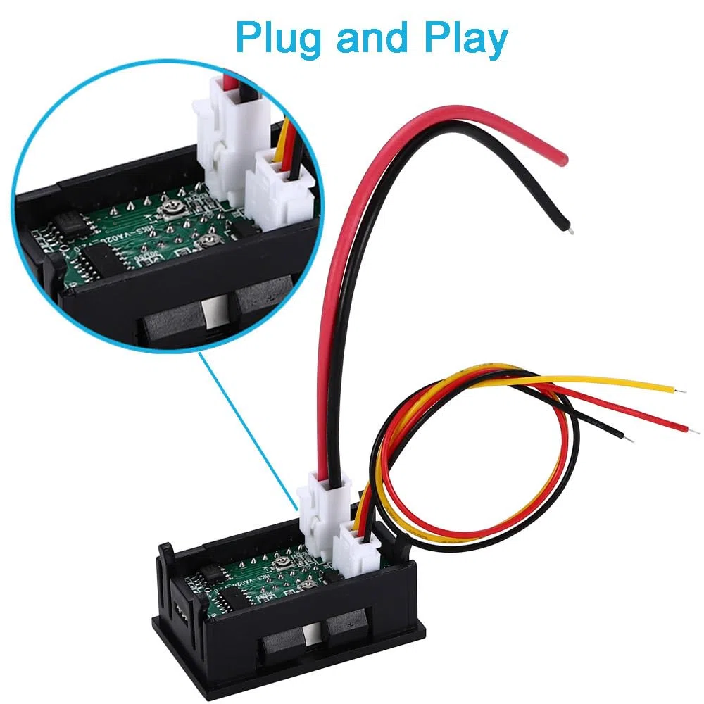 Greluma 2 Pz Amperometro voltmetro digitale da 0,28 pollici, tester di corrente e tensione DC 100V 10A, pannello di visualizzazione a doppio LED blu + rosso a 3 bit