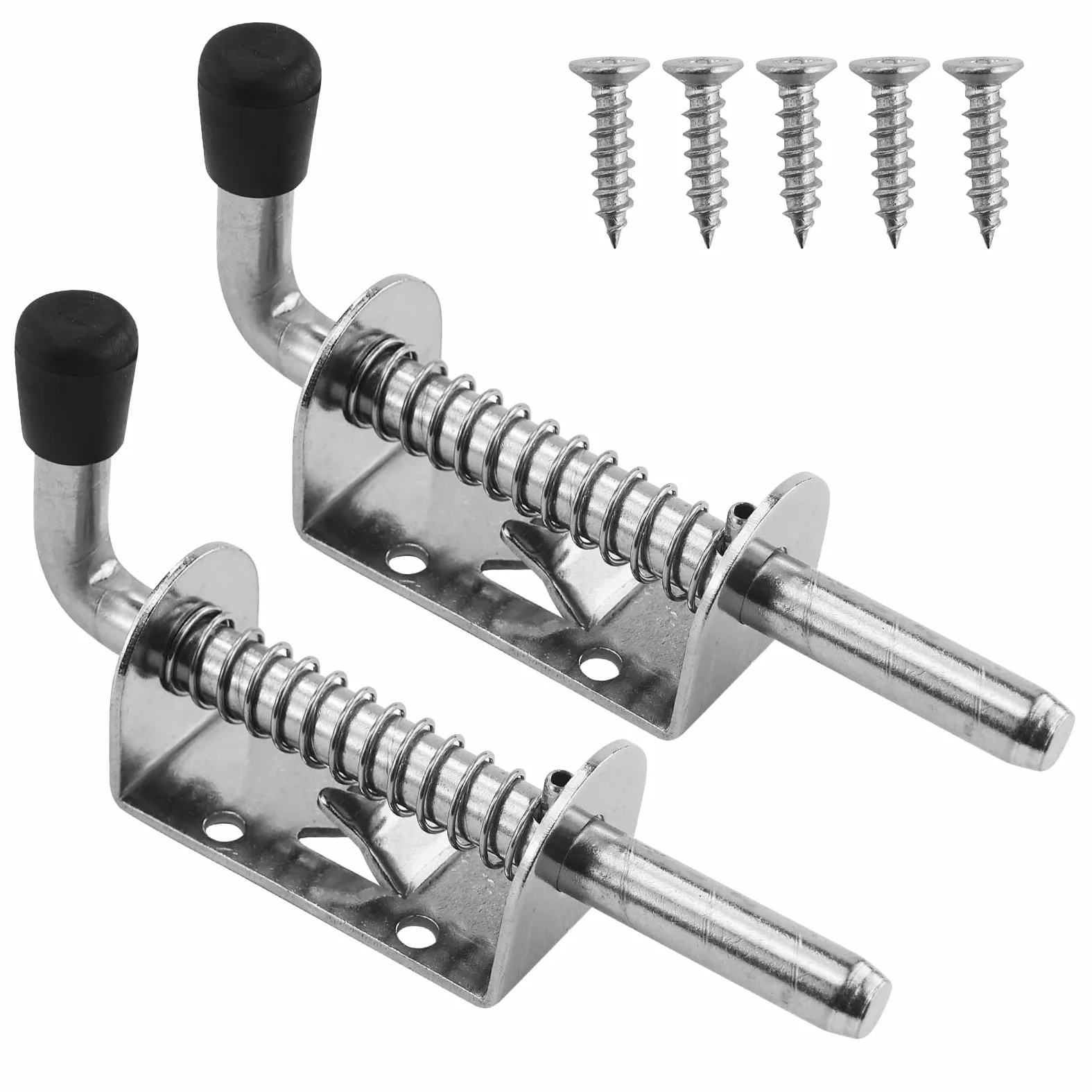 Chiavistello, 2 pezzi Chiavistello a molla in acciaio inox 304, chiavistello con maniglia in gomma, chiavistello scorrevole, chiavistello per portone con molla, chiusura per porta, chiavistello per