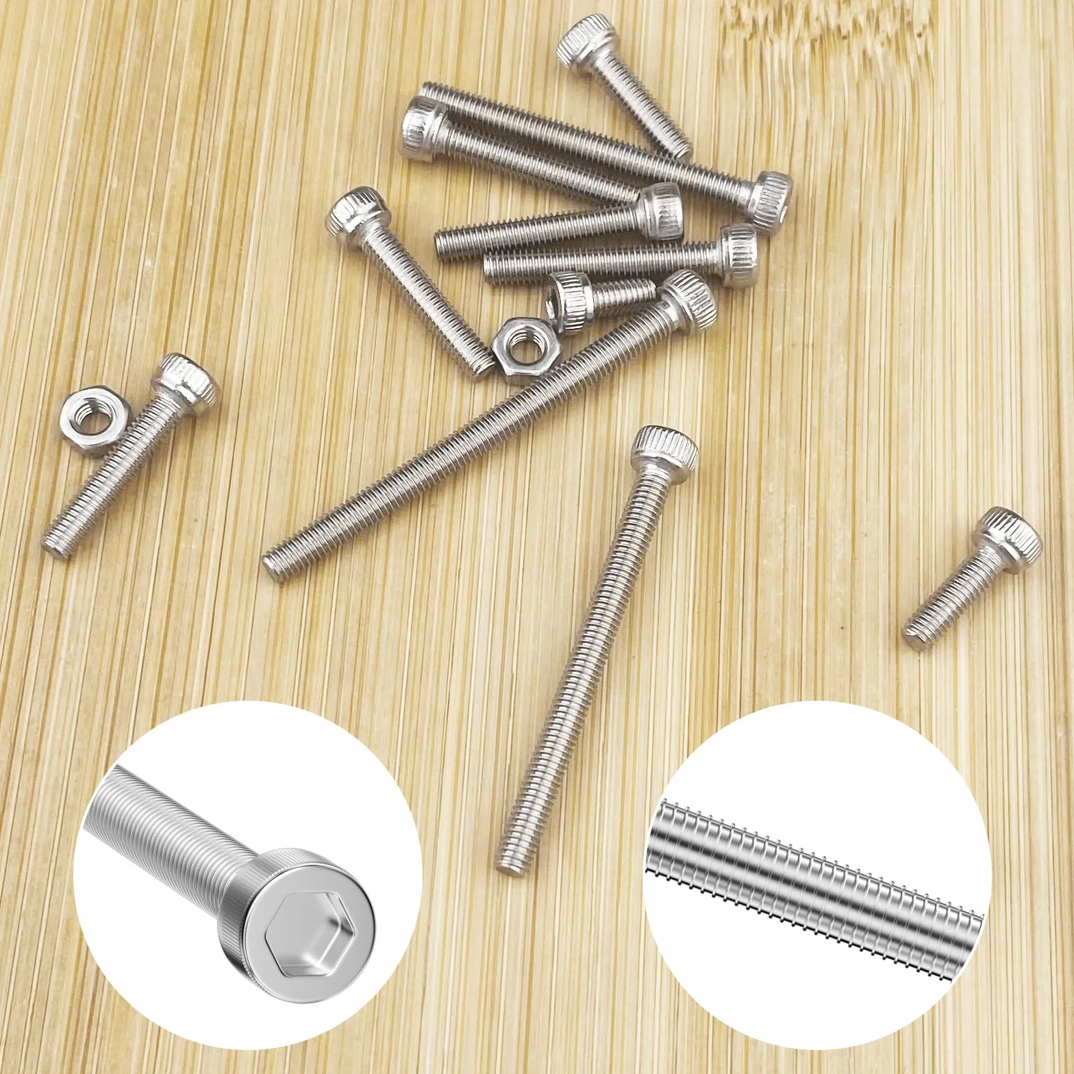 Traxenta Viti Acciaio Inossidabile(440Pcs), Bulloni e Dadi Inox Kit, M3 Senza Testa Filettate Esagonali, Set in Acciaio Miste, Bulloni per Mobili Garage Casa, Assortimenti per Riparare Il Fissaggio