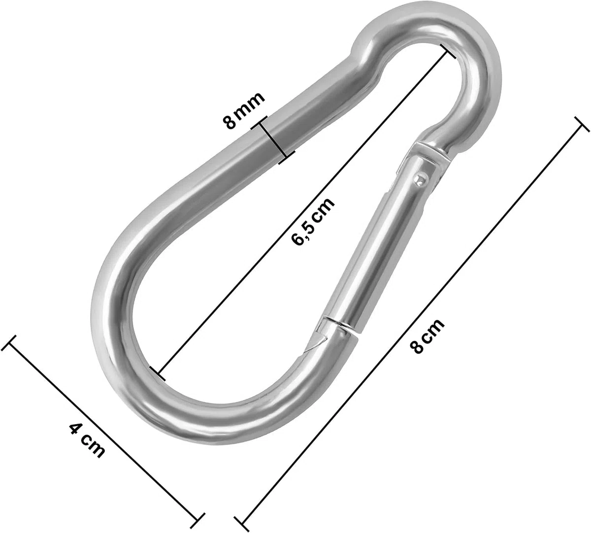 Kippen 1202DX - Confezione da 10 Pezzi di Moschettone da Pompiere in Acciaio Zincato. Dimensioni: 80X8 mm.