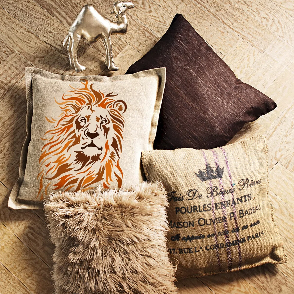 FINGERINSPIRE Sciabola da Leone Tribale, Modello per Dipinti 29,7x21 cm, Grande Disegno di Leone, Modello in Plastica, Tema Animale Domestico, Sciabola da Pittura per Fai-da-Te, Artigianato, Lavori a