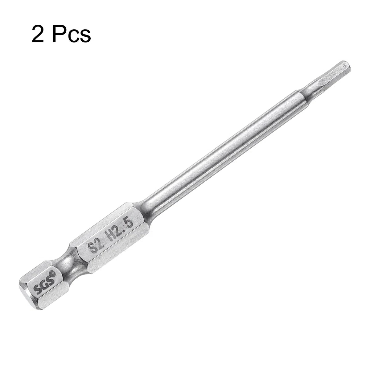 QUARKZMAN 2pz Punte per Cacciavite Chiave Esagonale 2,5mm (H2,5) Metrico 1/4" Attacco Esagonali 75mm (3") Punta Magnetica Lunghe Acciaio S2 Punta Trapano Piatte Grado Industriale per Viti