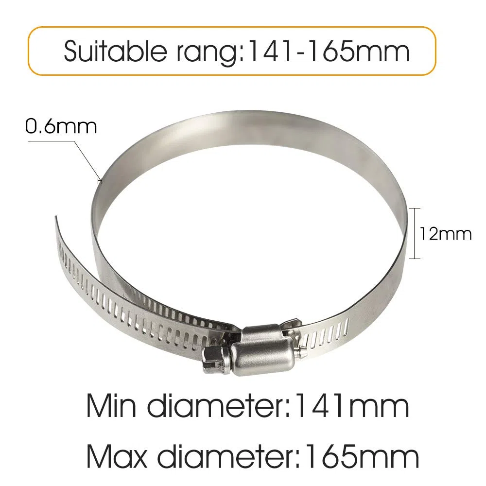TUPARKA 4 fascette stringitubo regolabili in acciaio inossidabile, 150 mm, per fissare tubi flessibili (141 mm-165 mm)