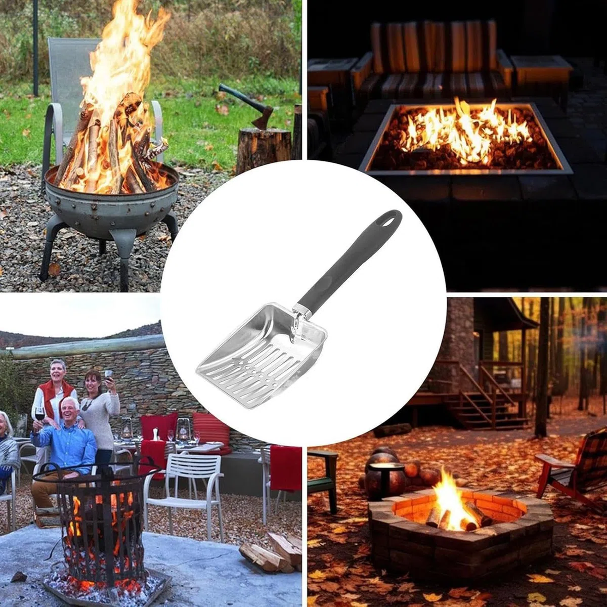 Setacciatore di Ceneri - 32.5 cm per Carbone Resistente alle Alte Temperature,Pala Forata in Acciaio Inossidabile per Cenere del - per Campeggio Giardino Interno ed Esterno