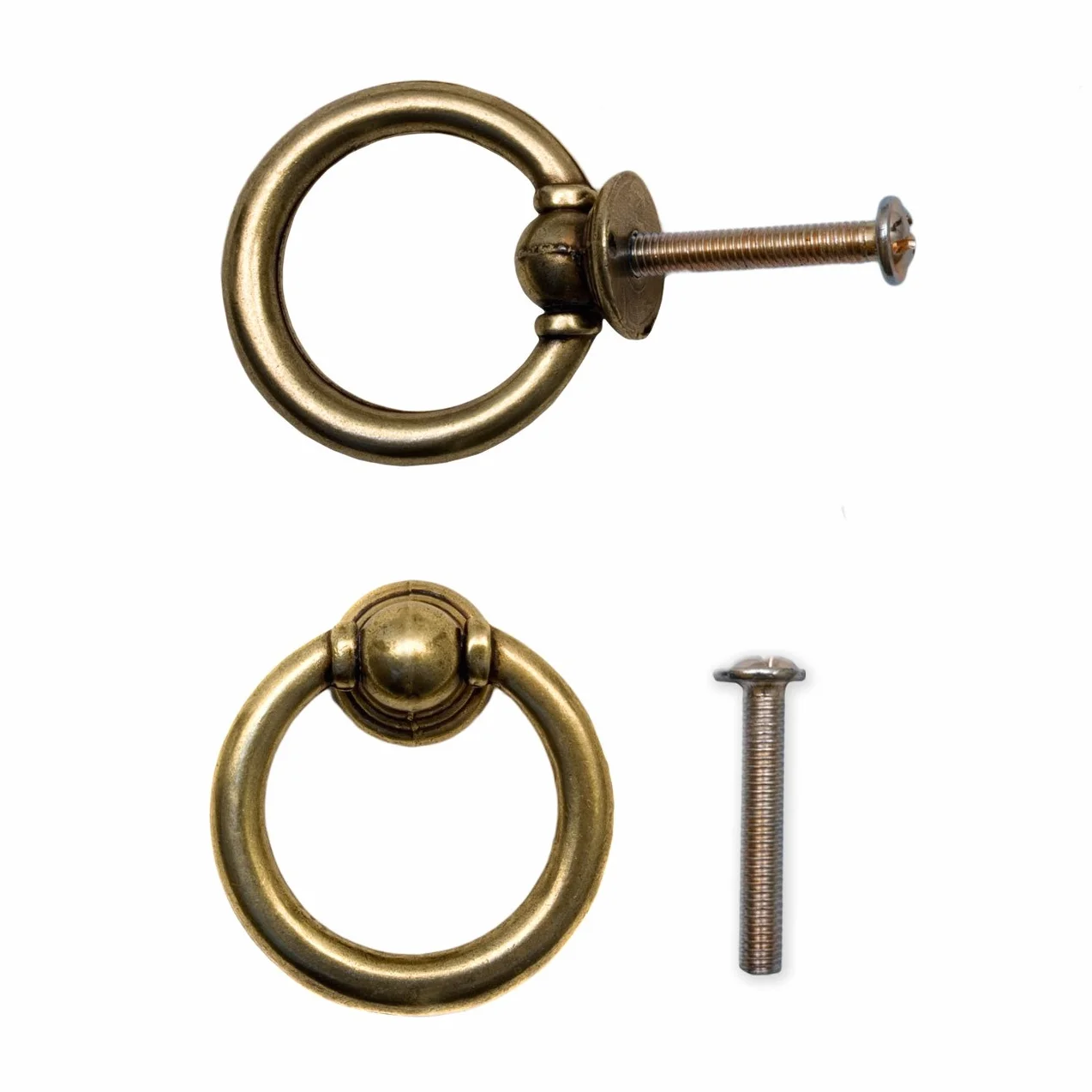 Fuxxer 4 maniglie anticate per cassetti, con occhielli in ferro, in ottone bronzo, 35 mm