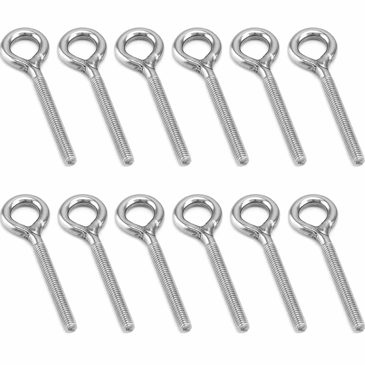 Bulloni ad anello M5, 15 viti ad occhiello, gambo lungo in acciaio inox, anelli a vite saldati, per rullo di fissaggio e sospensione