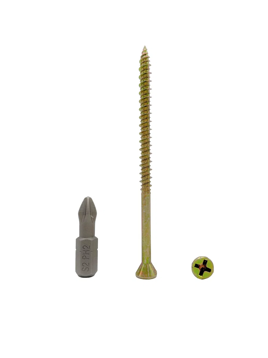 Confezione da 30 pezzi in acciaio zincato giallo 4,2 x 75 mm viti per legno, vite per truciolato, testa a testa svasata, compensato, viti per truciolato (30, 4,2 x 75 mm)