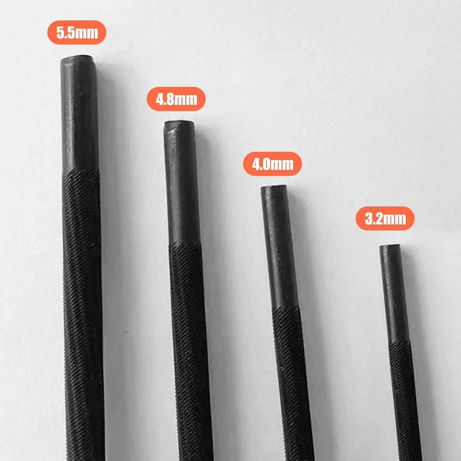 4 pezzi per motosega, per affilare, per cavallo, per lima rotonda, per motosega, per motosega, set di lime da 3,2 mm, 4,0 mm, 4,8 mm, 5,5 mm, adatta per motoseghe