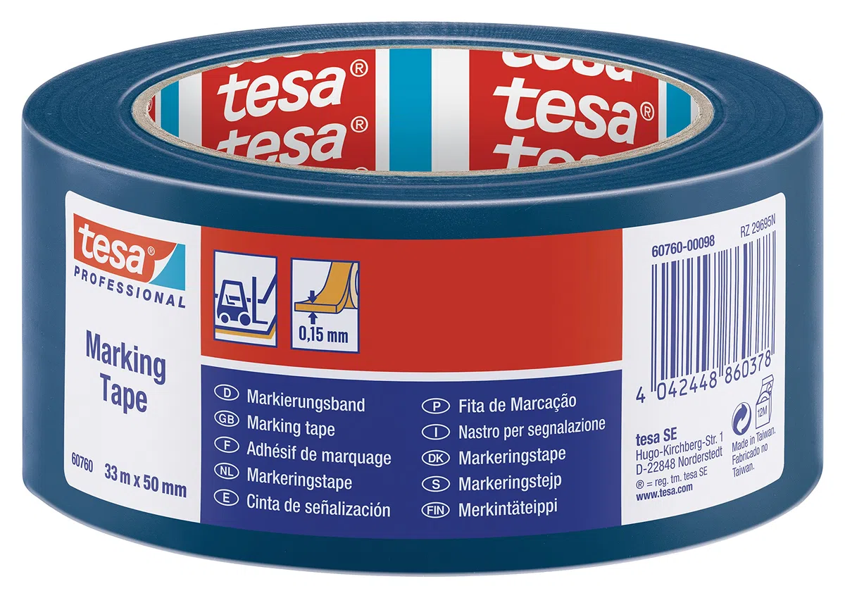 Tesa - Nastro autoadesivo per marcatura pavimenti, 50 x 33 m, blu