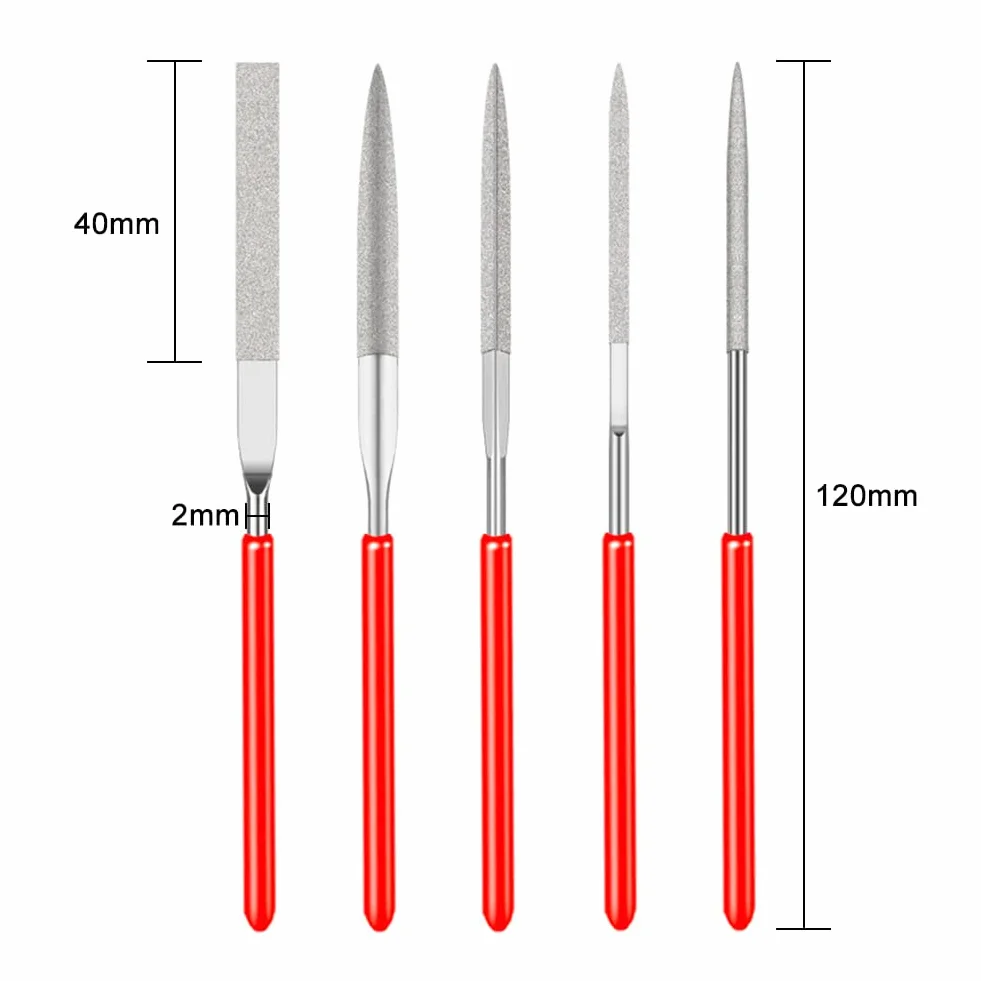 Lime Diamantate, Set di Lime diamantate, 5 Pezzi Set di Lime e Raspe per Legno, Lime Ad Ago Diamantate Set, Lima Diamantata Set, Mini Lime con Aghi Diamantati, Mini Diamond Files
