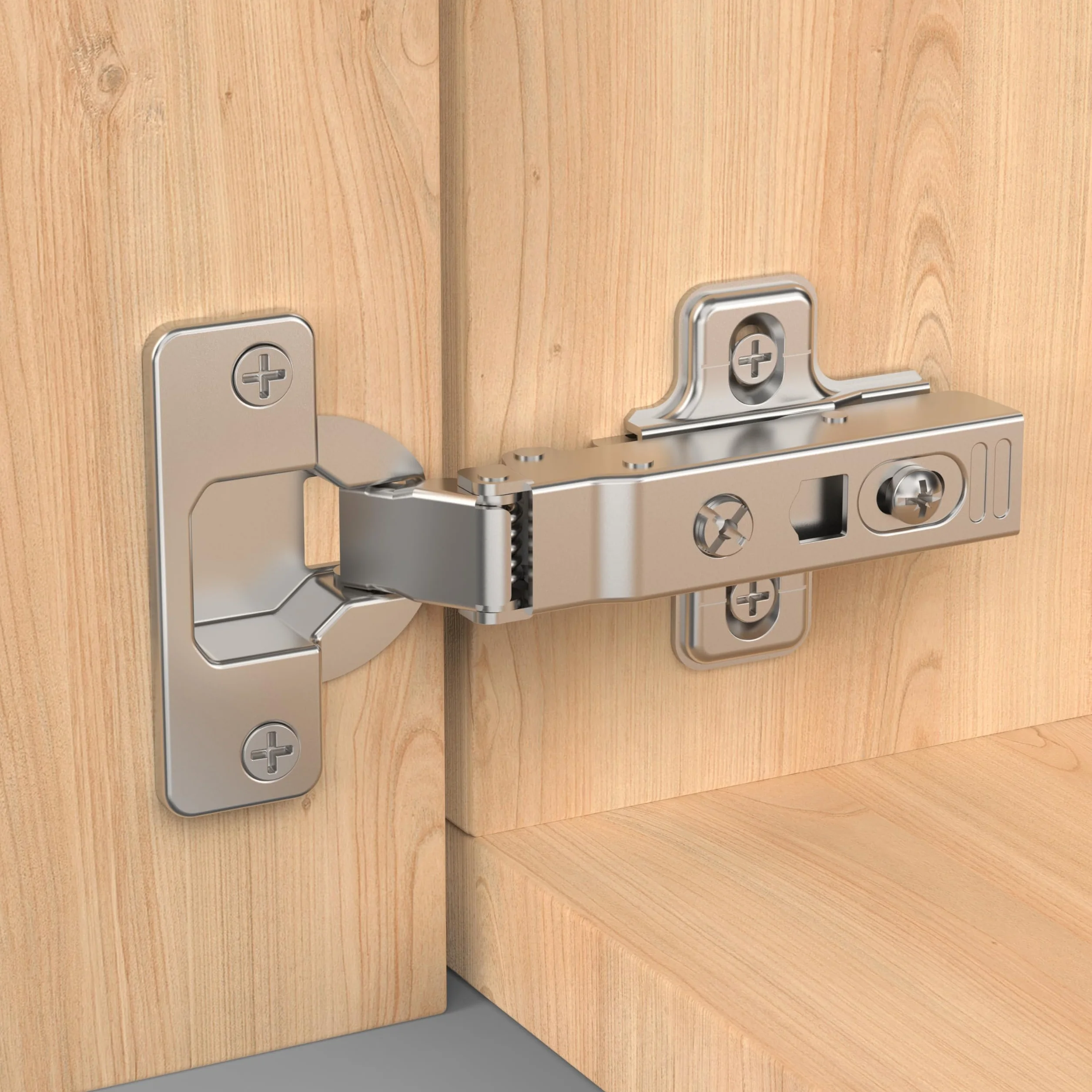 Furniware 2 cerniere ad angolo Softclose, distanza tra i fori di 52 mm, per armadio da cucina, 105 gradi, cerniera a vaso da 35 mm, cerniera per armadio, cerniera per mobili con ammortizzatore