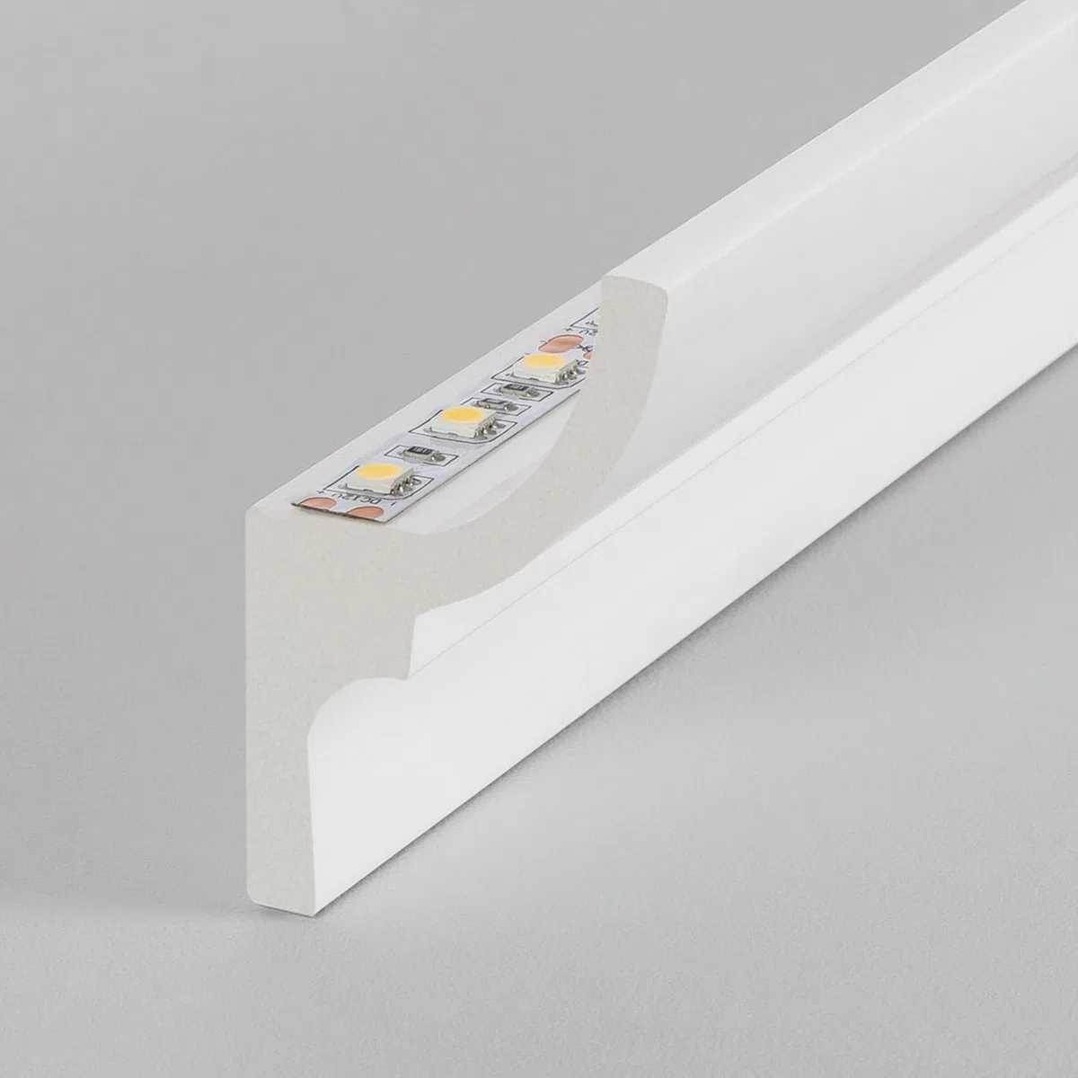 LEDKIA LIGHTING - Modanatura per Striscia LED 2m | Decorativa Indiretta| Facile da Installare, Bianco, Polistirene