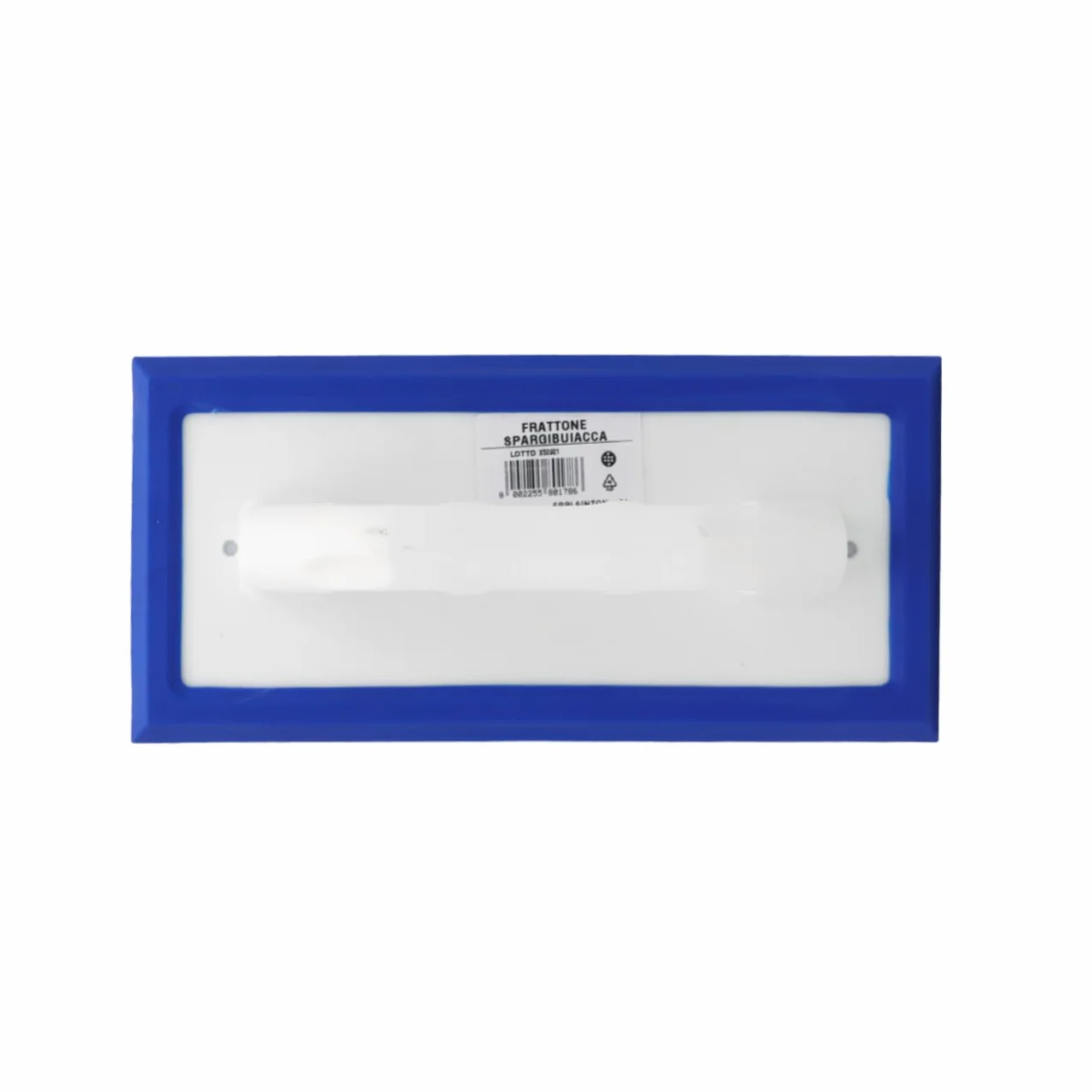 3220 Frattazzo in caucciu con manico ergonomico. Dimnsioni 250x110 mm. Colore bianco/blu
