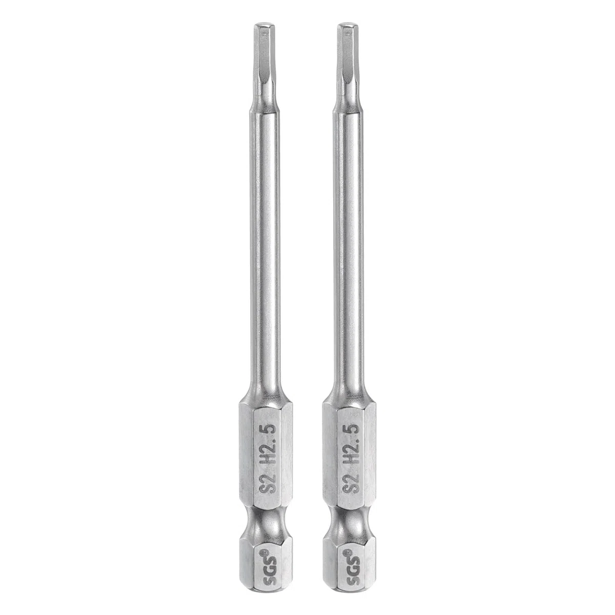 QUARKZMAN 2pz Punte per Cacciavite Chiave Esagonale 2,5mm (H2,5) Metrico 1/4" Attacco Esagonali 75mm (3") Punta Magnetica Lunghe Acciaio S2 Punta Trapano Piatte Grado Industriale per Viti