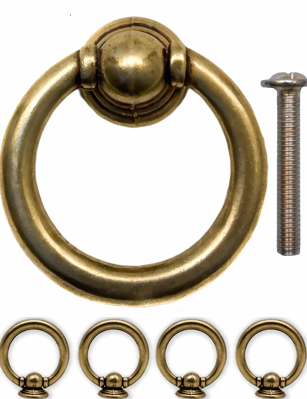 Fuxxer 4 maniglie anticate per cassetti, con occhielli in ferro, in ottone bronzo, 35 mm