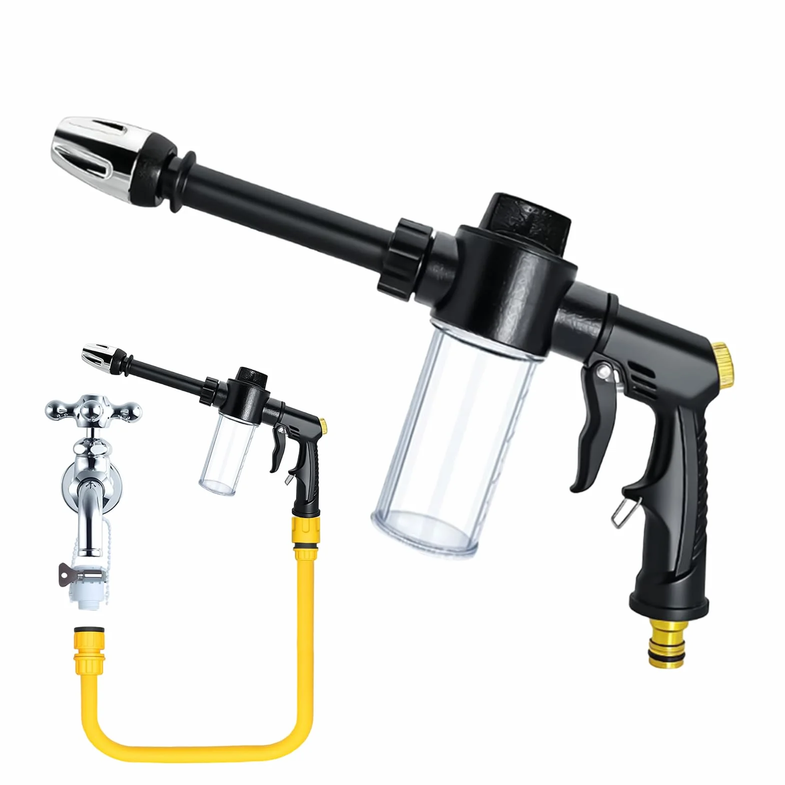 Pistola Per Schiuma, Pistola Per Lavaggio Auto Con Getto Di Schiuma Regolabile Per Auto, Include Dispenser Di Sapone, Per Pulizia Moto Camion Giardino Pannelli Per Animali Domesti