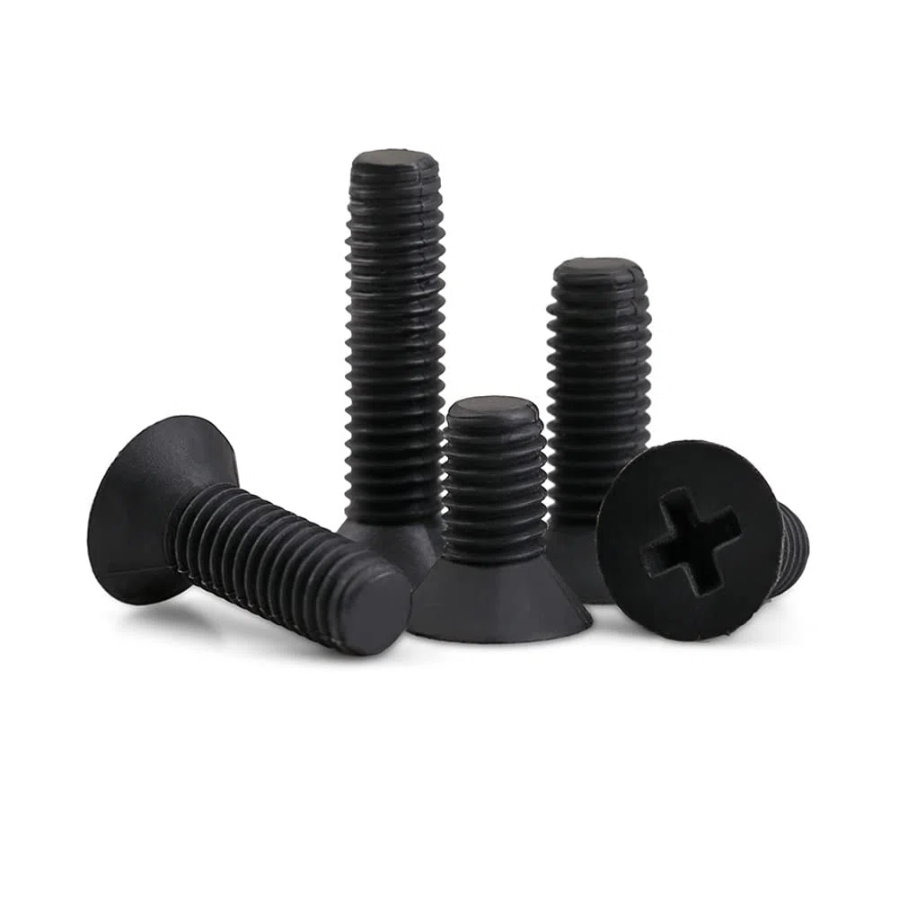 Viti a Testa Svasata a Croce in Nylon, Viti a Testa Piatta in Plastica, Nero, M3x12 mm,100 Pezzi