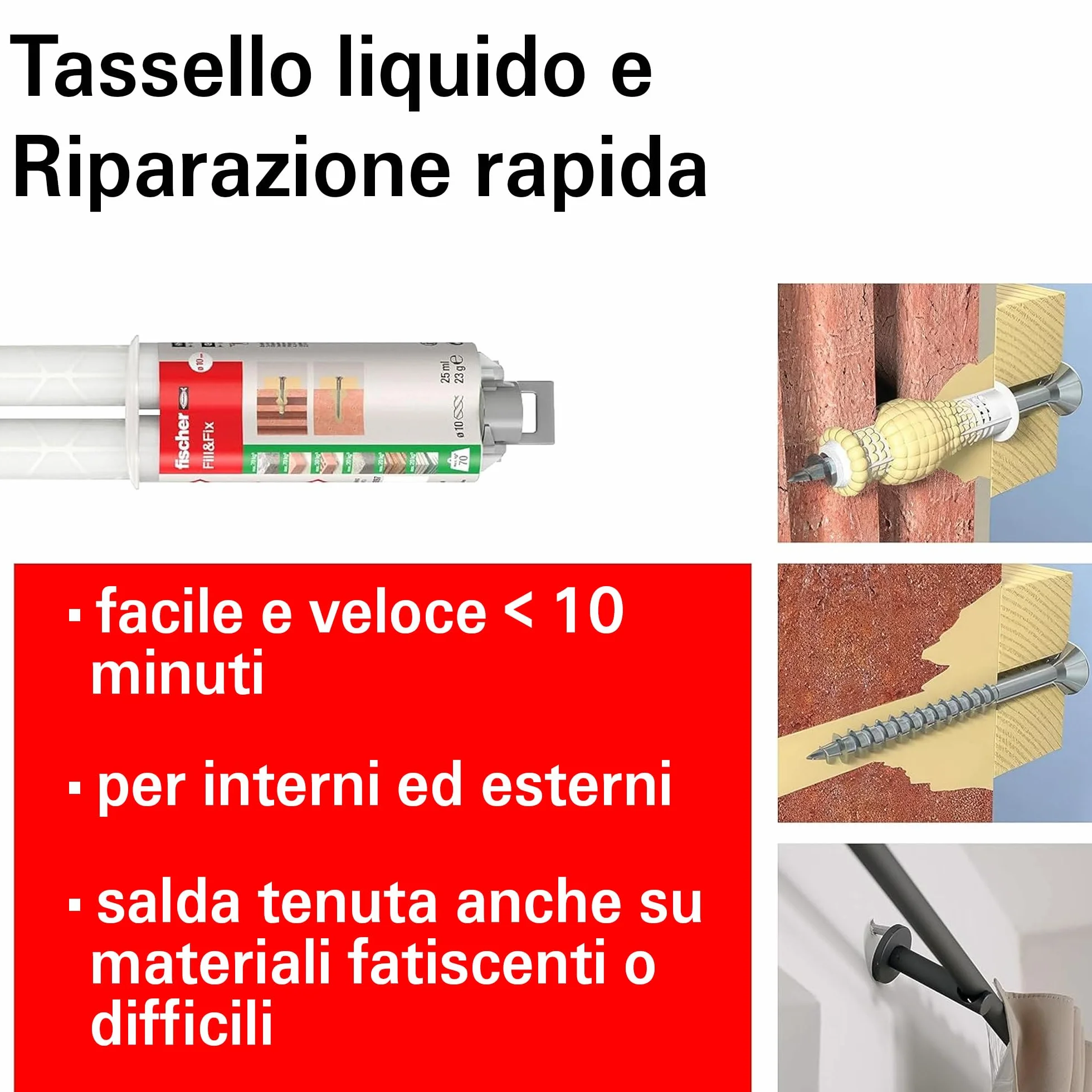 Fischer Fill and Fix Riparazione Fori Tasselli Resina Bicomponente 51098
