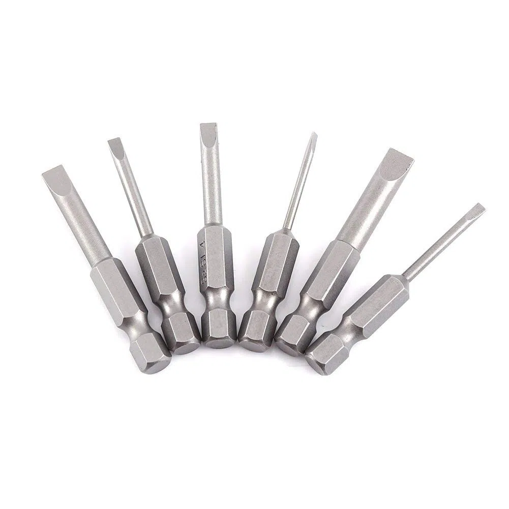 6 Pz 50mm Punte per Cacciavite con Intaglio Codolo Esagonale S2 Lega Testa Piatta Punta Magnetica