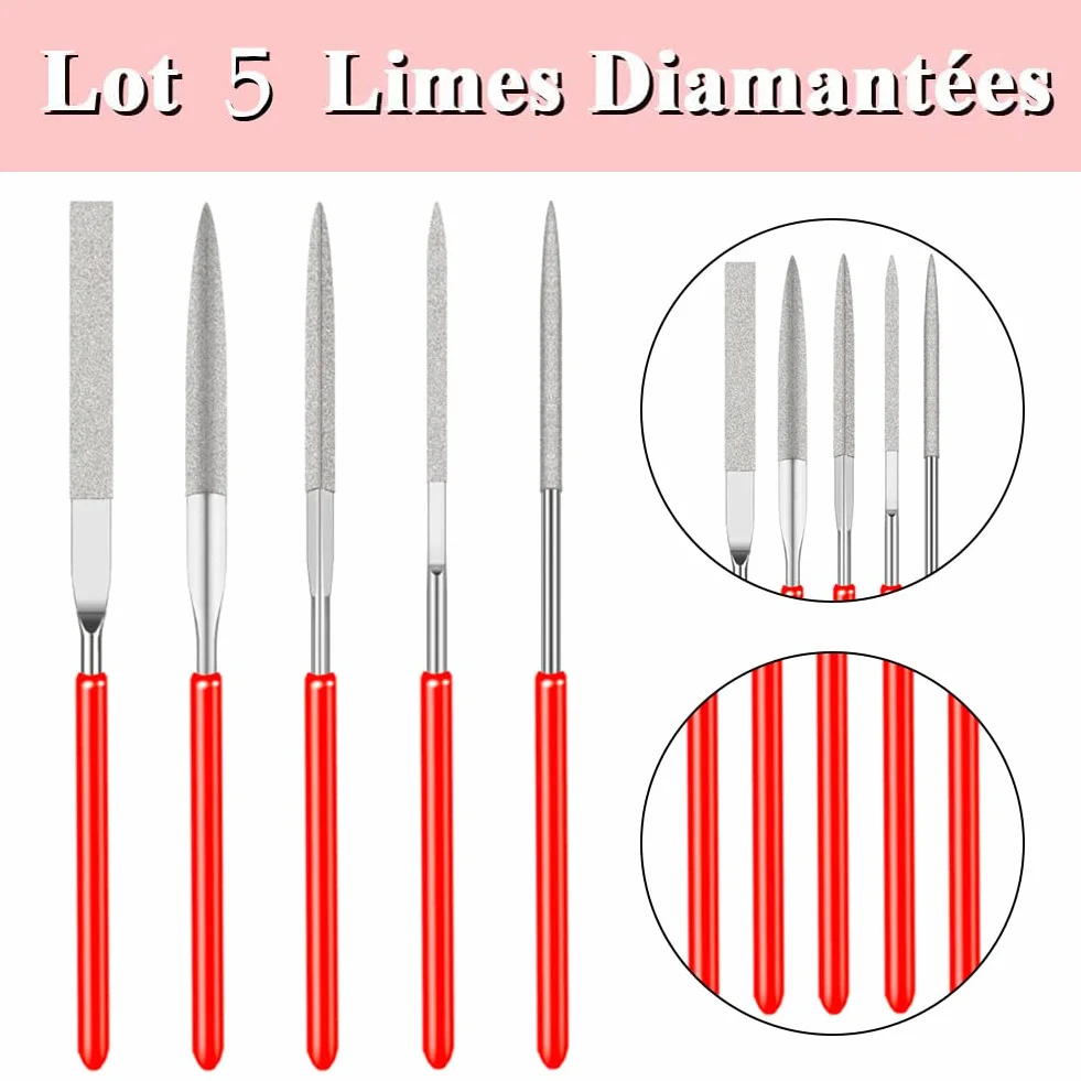 Lime Diamantate, Set di Lime diamantate, 5 Pezzi Set di Lime e Raspe per Legno, Lime Ad Ago Diamantate Set, Lima Diamantata Set, Mini Lime con Aghi Diamantati, Mini Diamond Files