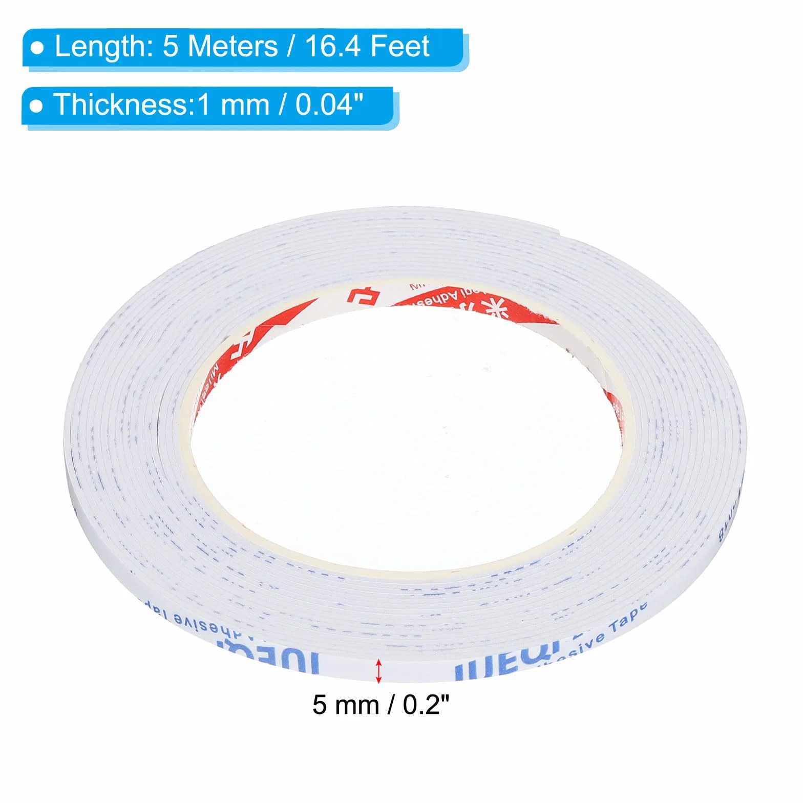 PATIKIL 5m/16.4ft Sigillatura Schiuma Nastro, 2Pz 5mm Largo 1mm Spesso Singolo Paraspifferi Gommapiuma Guarnizione Porta Striscia per Mobili per Isolamento Tubi Finestre, Bianco