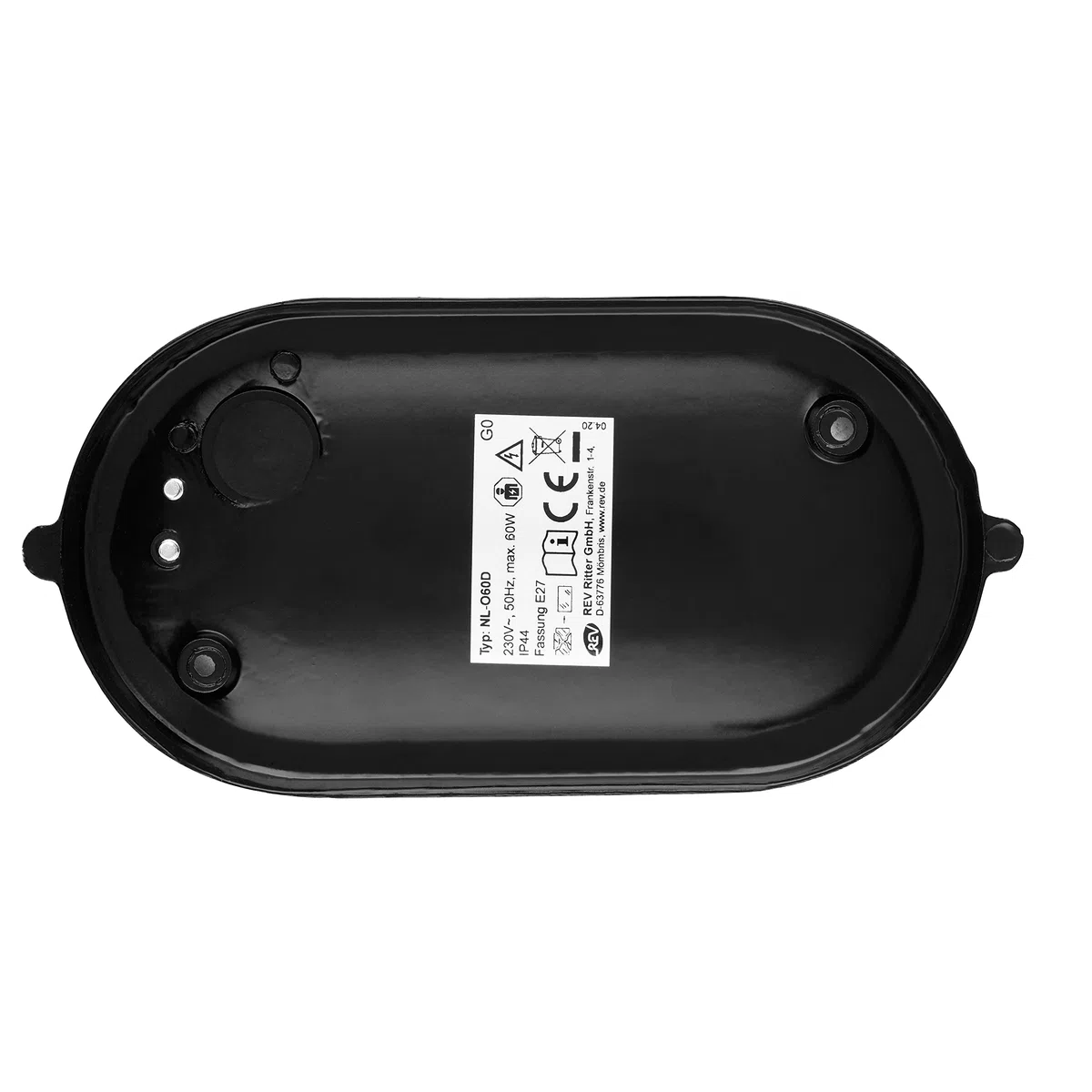REV Ritter 0590057555 - Lampada ovale in alluminio, con copertura, 60 W, colore: Nero