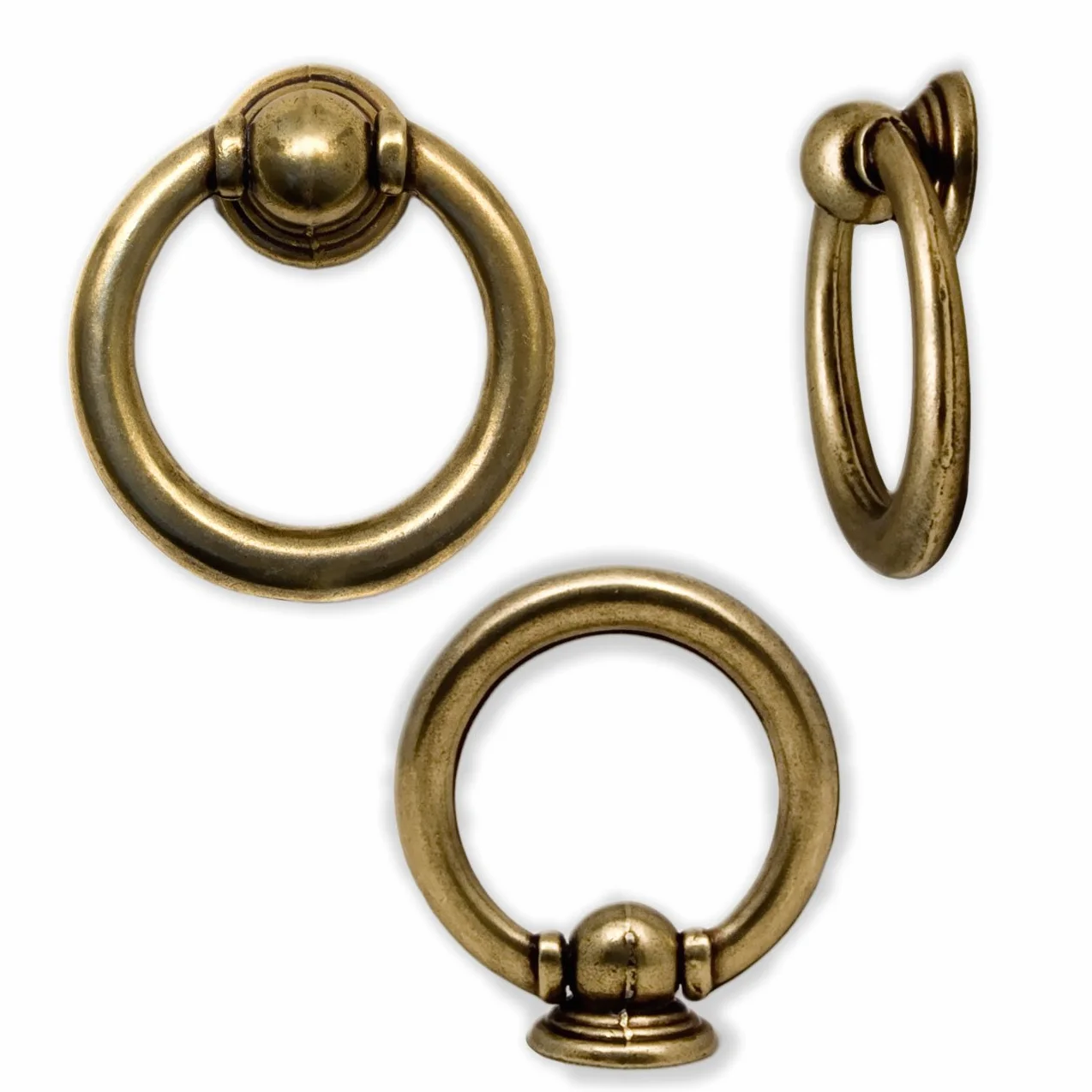 Fuxxer 4 maniglie anticate per cassetti, con occhielli in ferro, in ottone bronzo, 35 mm