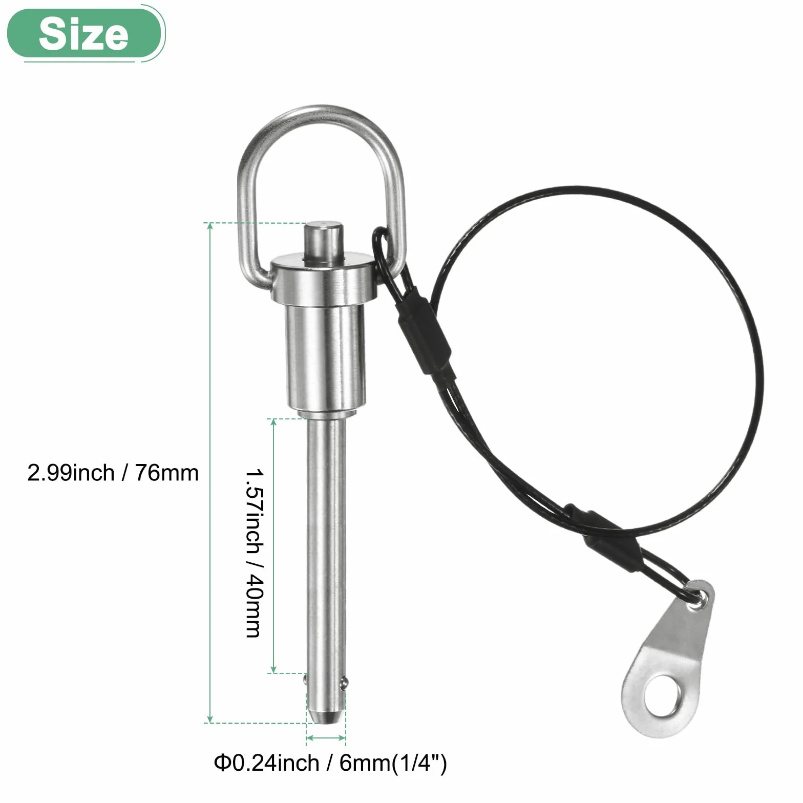 M METERXITY Perno A Sfera Con Anello E Pulsante Di Sgancio Rapido 1/4" [6mm] 40mm Acciaio Inox 304