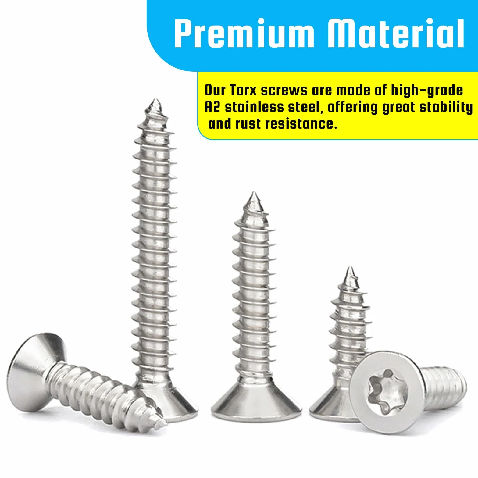 50 Pezzi Viti Torx a Testa Svasata M3x20mm, Viti Autofilettanti Acciaio Inox A2 V2A, Filettatura Completa per Legno e Cartongesso