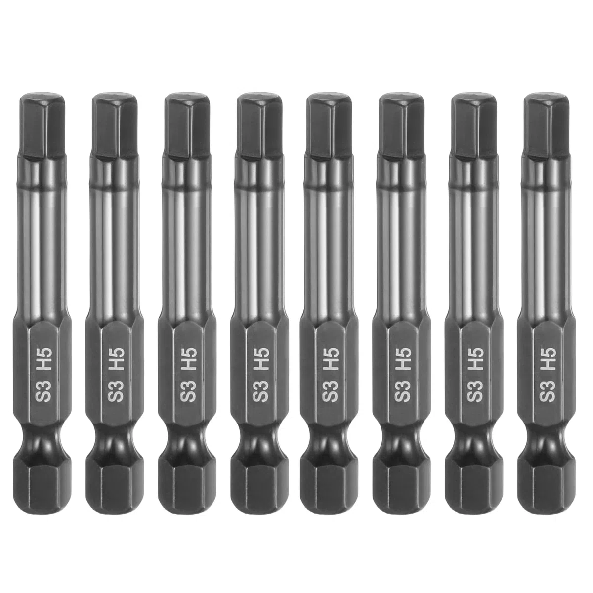 QUARKZMAN 8Pz Punte Cacciavite Piatte Testa Esagonale H5 (5mm) Punta Magnetiche Gambo Esagonale 1/4" Lunga 50mm (2") Lucidatura a Specchio Inserti per Avvitatore Metrico per Chiave