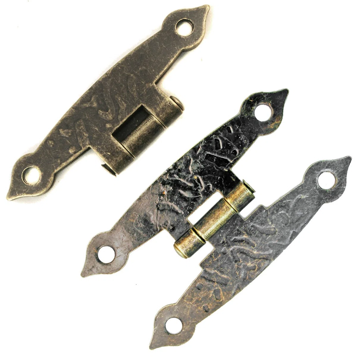 Fuxxer 6 x cerniere anticate, design in ferro e bronzo per armadi, ante, cassettiere, cassette, scatole, in stile vintage, rustico e retrò – 65 X 34 mm, set da 6 pezzi
