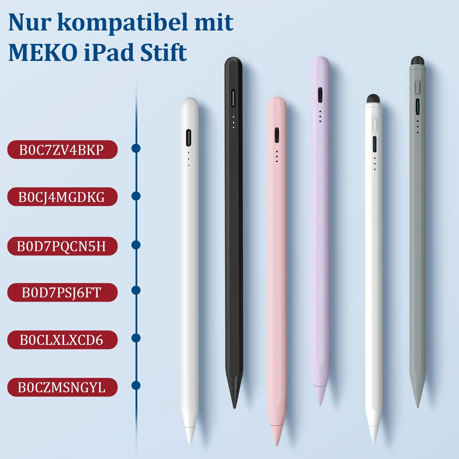 MEKO 8 punte per penna MEKO per i-Pad con ASIN B0C7ZV4BKP, B0CJ4MGDKG,B0D7PQCN5H,B0D7PSJ6FT,B0CLXLXCD6,B0CZMSNGYL