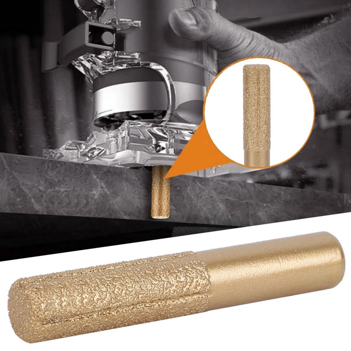 Frese Diamantate Punte Diamantate Gambo Dritto Brasato Dorato per Il Taglio Del Bordo Pietra Marmo Granito Piastrelle Cerami (12.7 * 13.5 * 75mm)