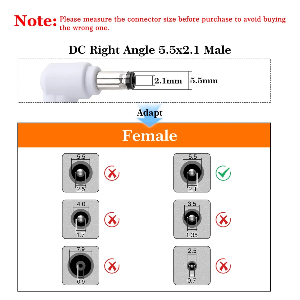 4 Pezzi 30cm 18 AWG 5.5 mm x 2.1 mm Cavo di Alimentazione DC, Spina Maschio ad Angolo Retto a Filo Nudo Cavo Alimentazione Aperto Cavi Riparazione, per Telecamera di Sicurezza, Bianco