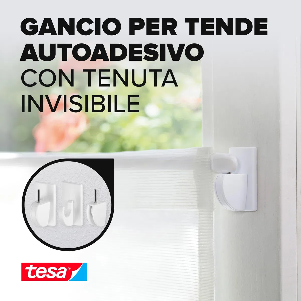 Tesa 58034 Powerstrips Tesa Vario- Ganci per tende (confezione a 4)