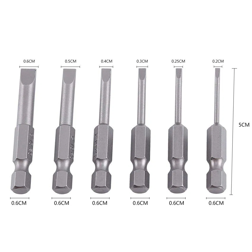6 Pz 50mm Punte per Cacciavite con Intaglio Codolo Esagonale S2 Lega Testa Piatta Punta Magnetica