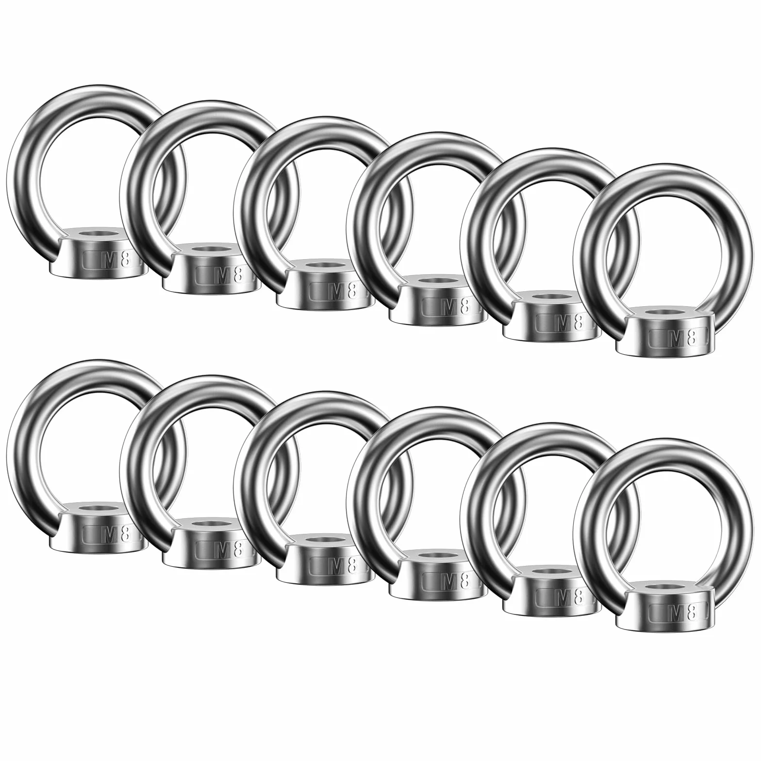 Lectorias 12 Pezzi Dado di Sollevamento, Dadi ad Anello, Golfare in Acciaio Inossidabile, Accessori di Sollevamento, a Occhiello M8, Hardware di Fissaggio per Montaggio su Fune e Uso Quotidiano