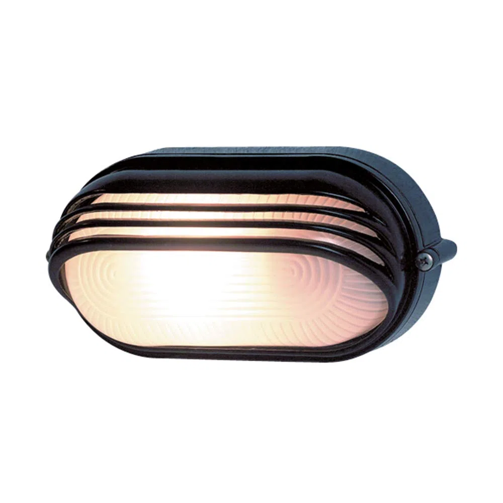 REV Ritter 0590057555 - Lampada ovale in alluminio, con copertura, 60 W, colore: Nero