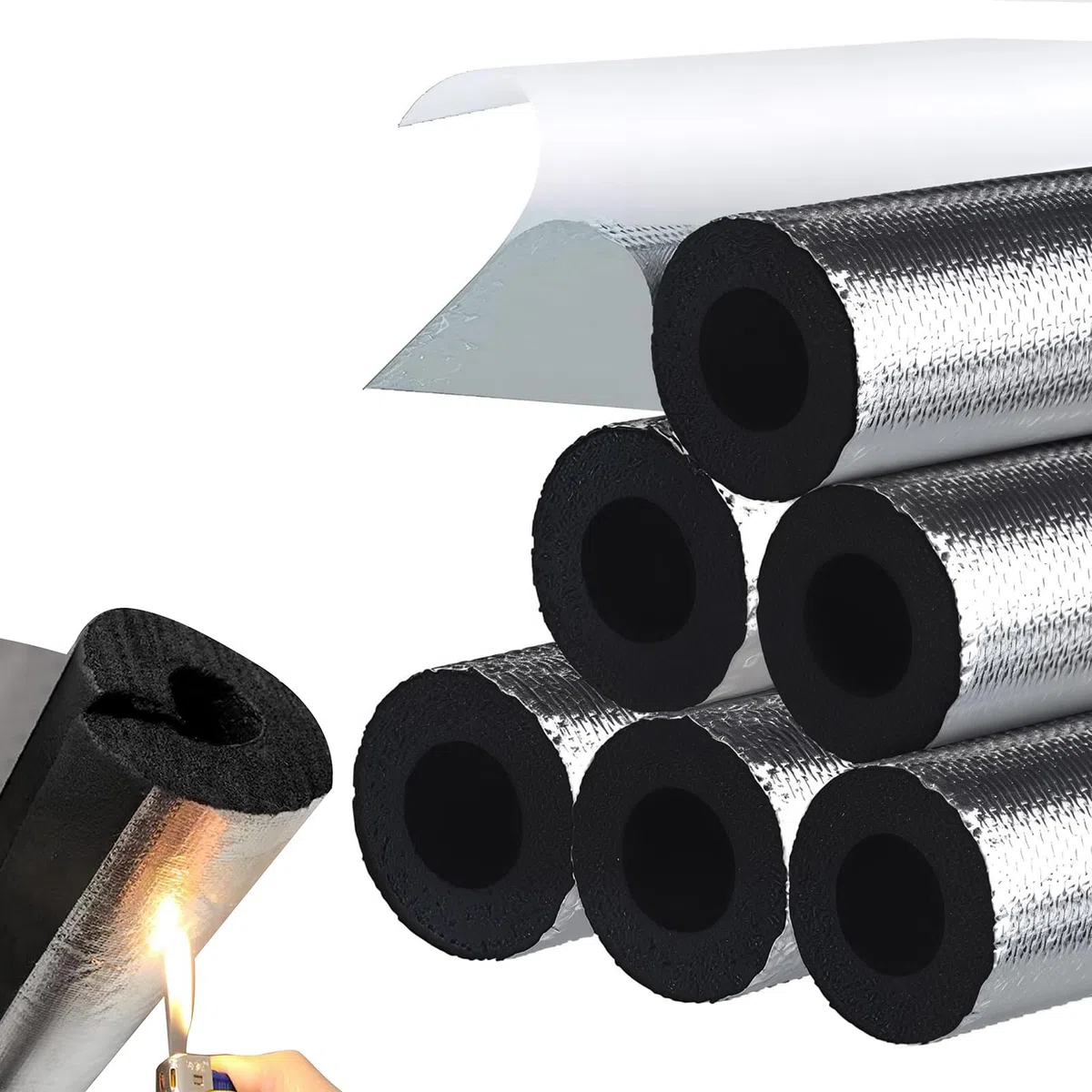 Isolante per Tubature in Resistente All'umidità Tubo Isolante in Schiuma Tubi in Schiuma Tubo Isolante Antigelo per Esterni Isolante Tubi Condizionatore (ID) 16mm x (T) 10mm x (L) 0.9m