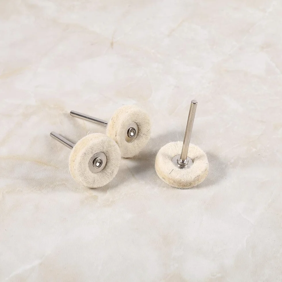 Garosa 10 Pezzi Rotella Lucidatura in Lana per Utensile Rotante, Disco per Mola Circolare con Impugnatura - Accessorio per Lucidare Acciaio Inox, Metallo, Alluminio, Cromato e Gioielli - Cotton Mop