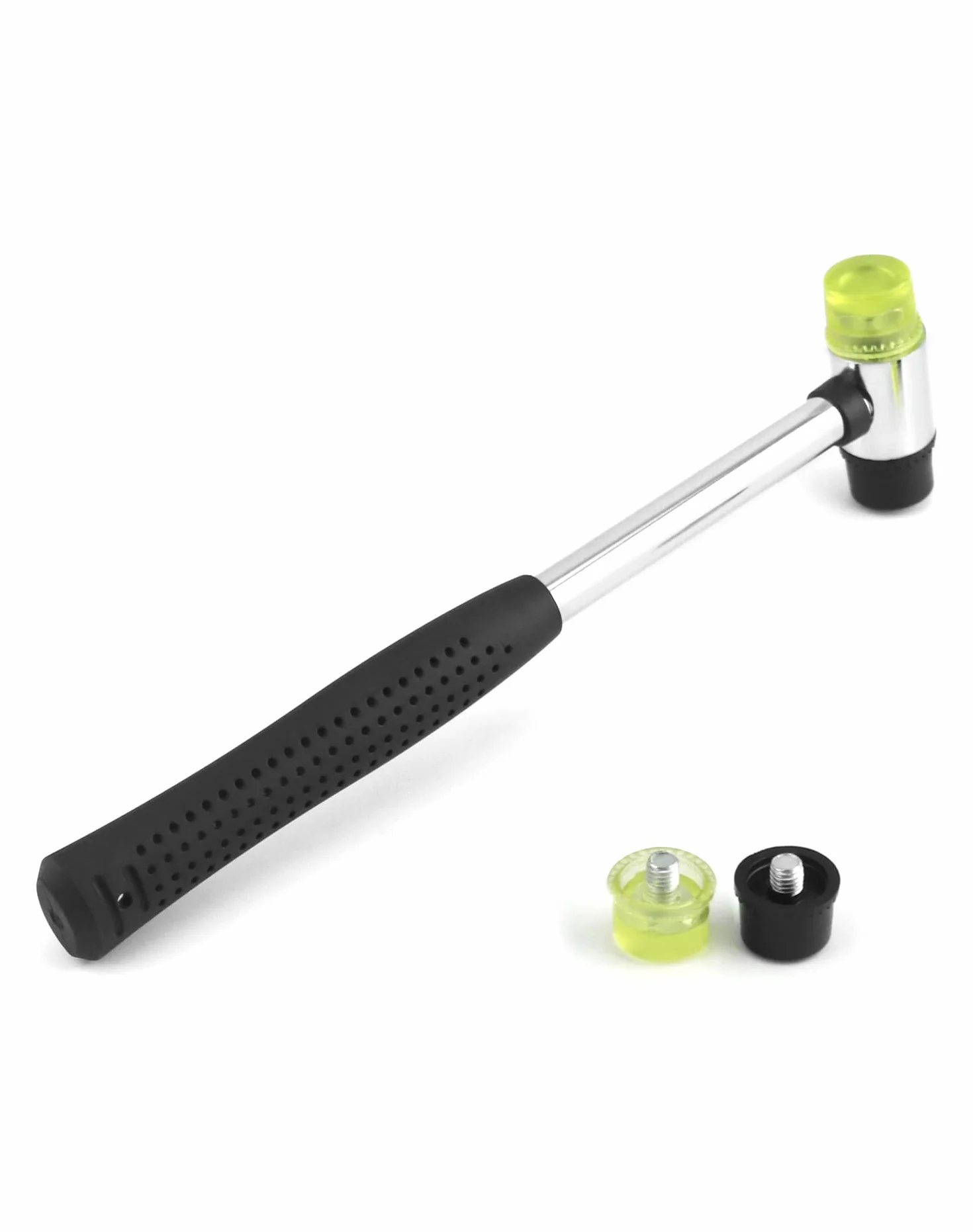 QWORK Martello Gomma, 25mm Piccolo Nylon Martello Con 2 Testine Di Ricambio Con Impugnatura In Gomma Antiscivolo Per Gioielli Strumenti Artigianali Fai Da Te Artigianato In Pelle