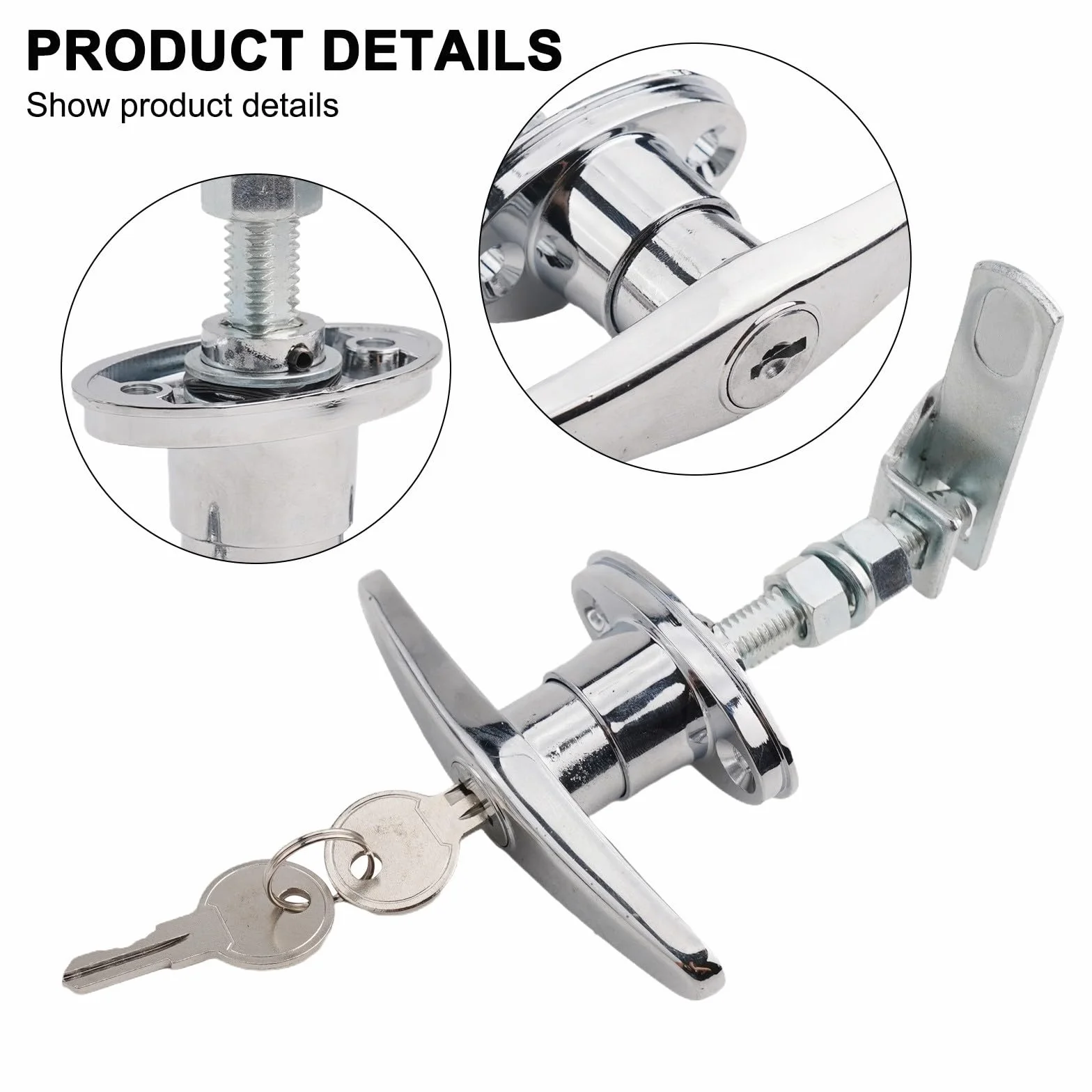 Kit di bloccaggio con maniglia a T in lega di zinco con chiavi, kit di bloccaggio con maniglia a T per camion/camper/porta del garage, sicuro per attacco del tappo del camion, serratura resistente