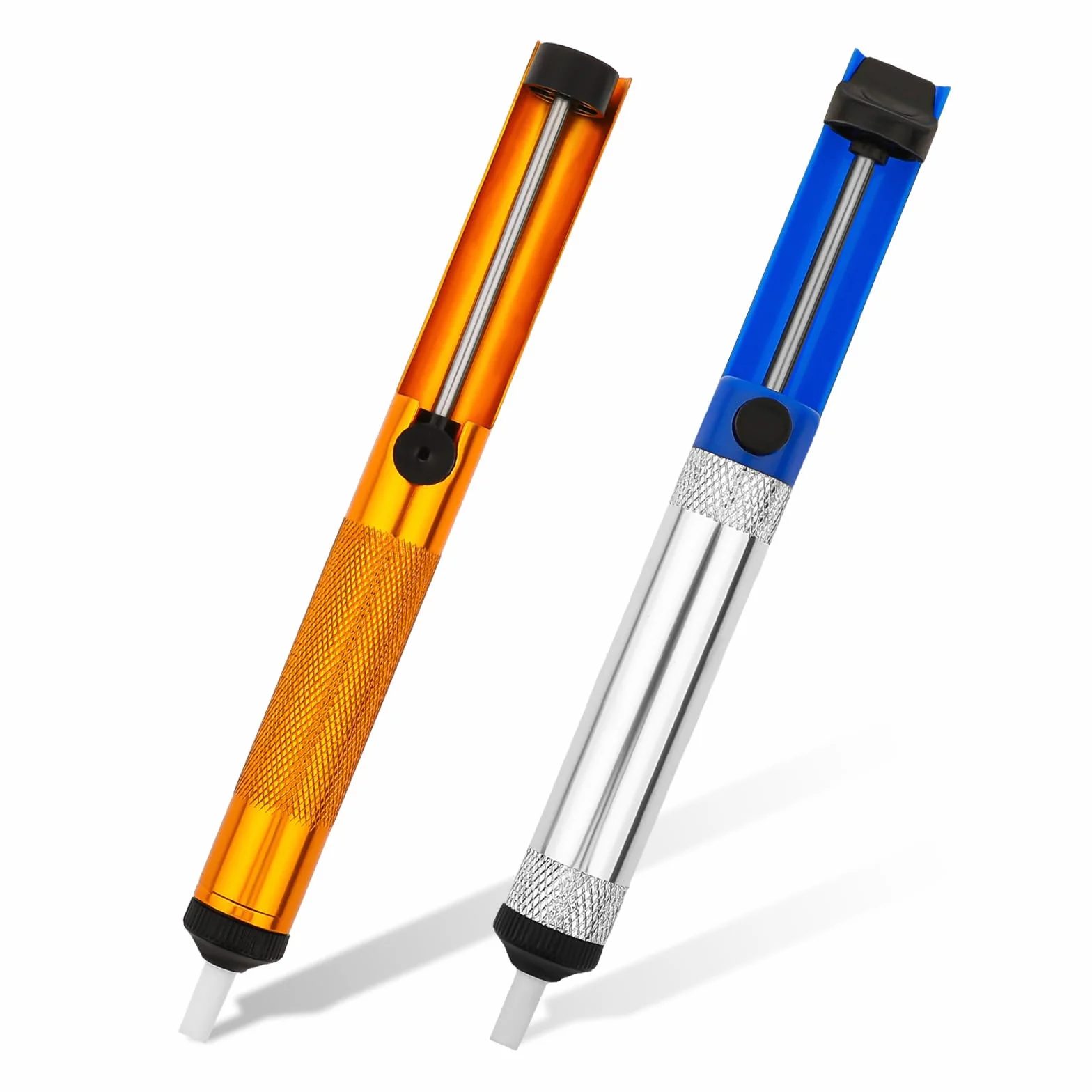 Molain Set di 2 pompe dissaldanti, pompa dissaldante professionale per l'aspirazione di stagno di saldatura liquido, accessorio indispensabile per saldatore professionale, pompa dissaldante (oro +
