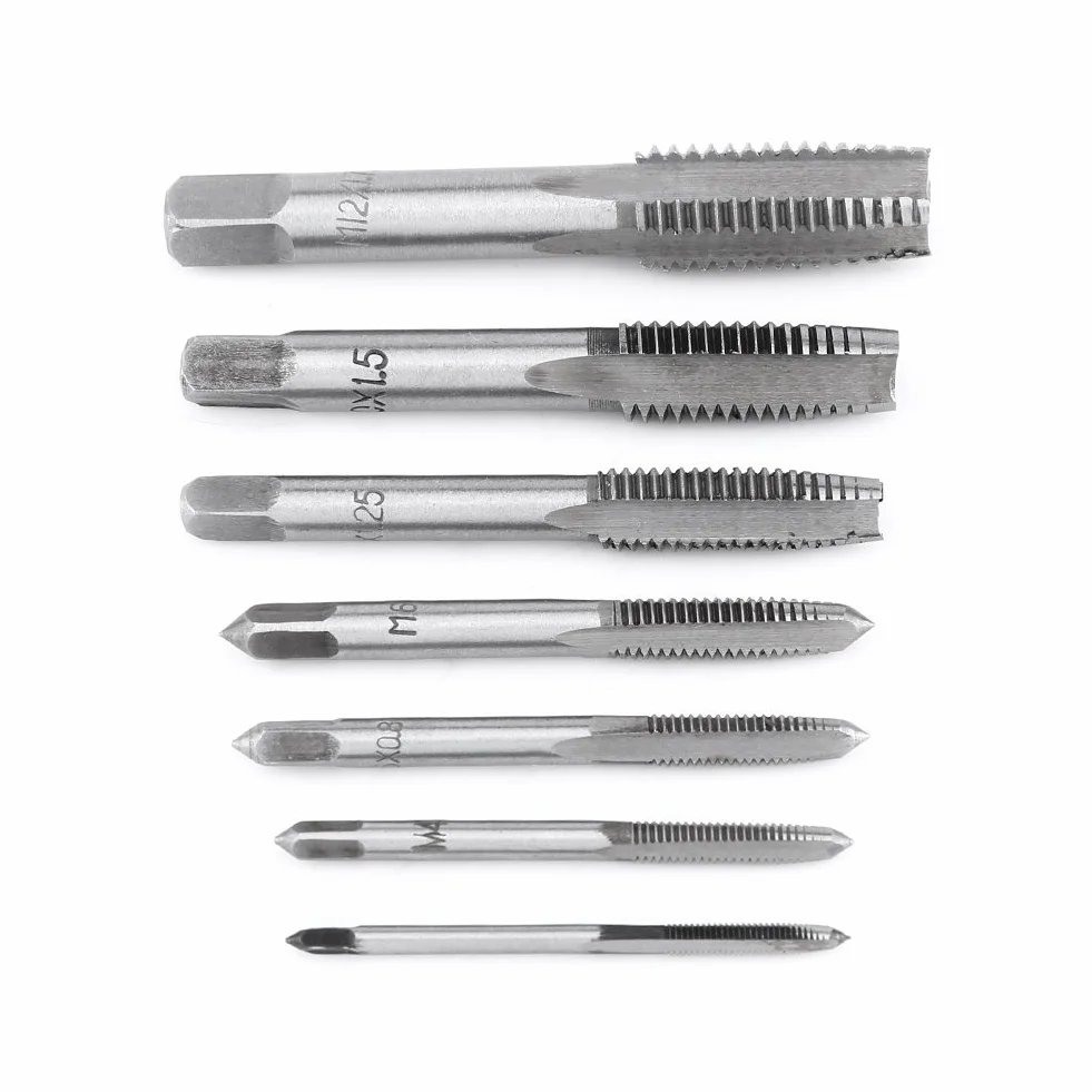 Aramox Rubinetto a Vite, 7 Pezzi Utensile per maschiatura in Acciaio per Cuscinetti con Filettatura metrica M3, M4, M5, M6, M8, M10, M12