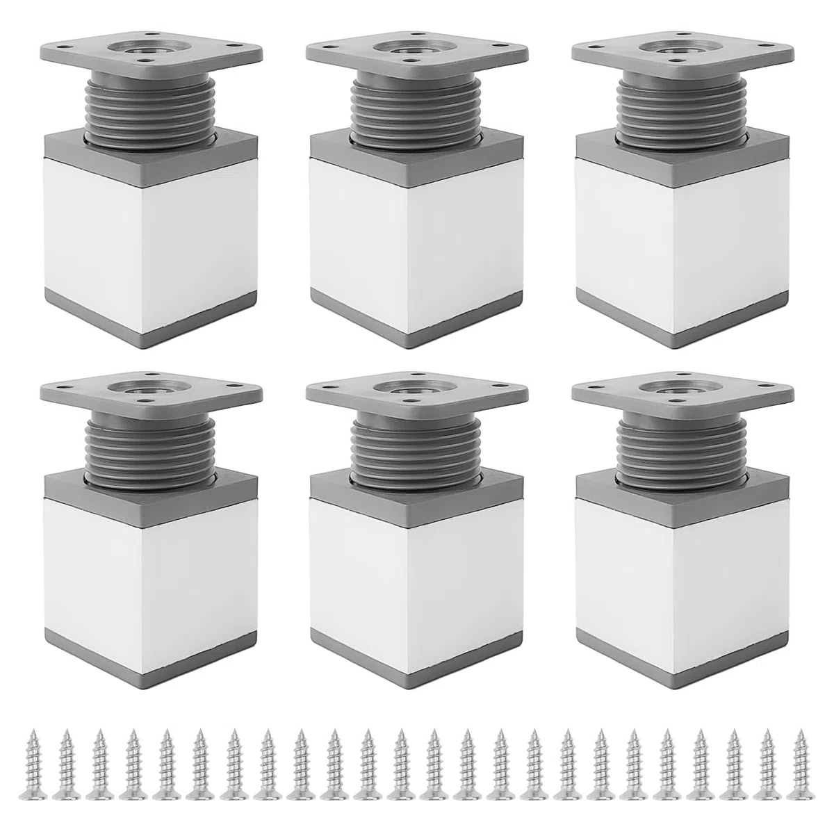 6 Pezzi Piedini Regolabili per Mobili, Piedini per Mobili 40 × 40 × 50 mm (Espandibili 15 mm), Piedini per Mobili Regolabili Quadrati in Lega di Alluminio, Piedi per Mobili per Mobili Fai-da-te (6)