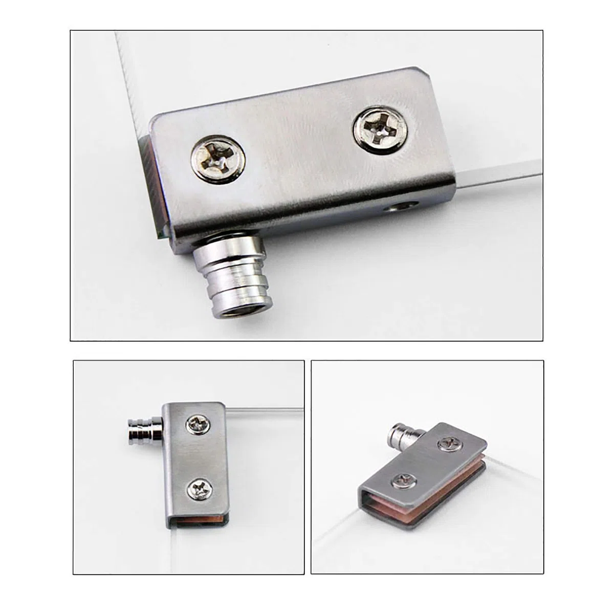 Cerniere per porte in vetro, chiusure per porte in vetro, set di morsetti per cerniere per armadi per porte singole da 5-8 mm