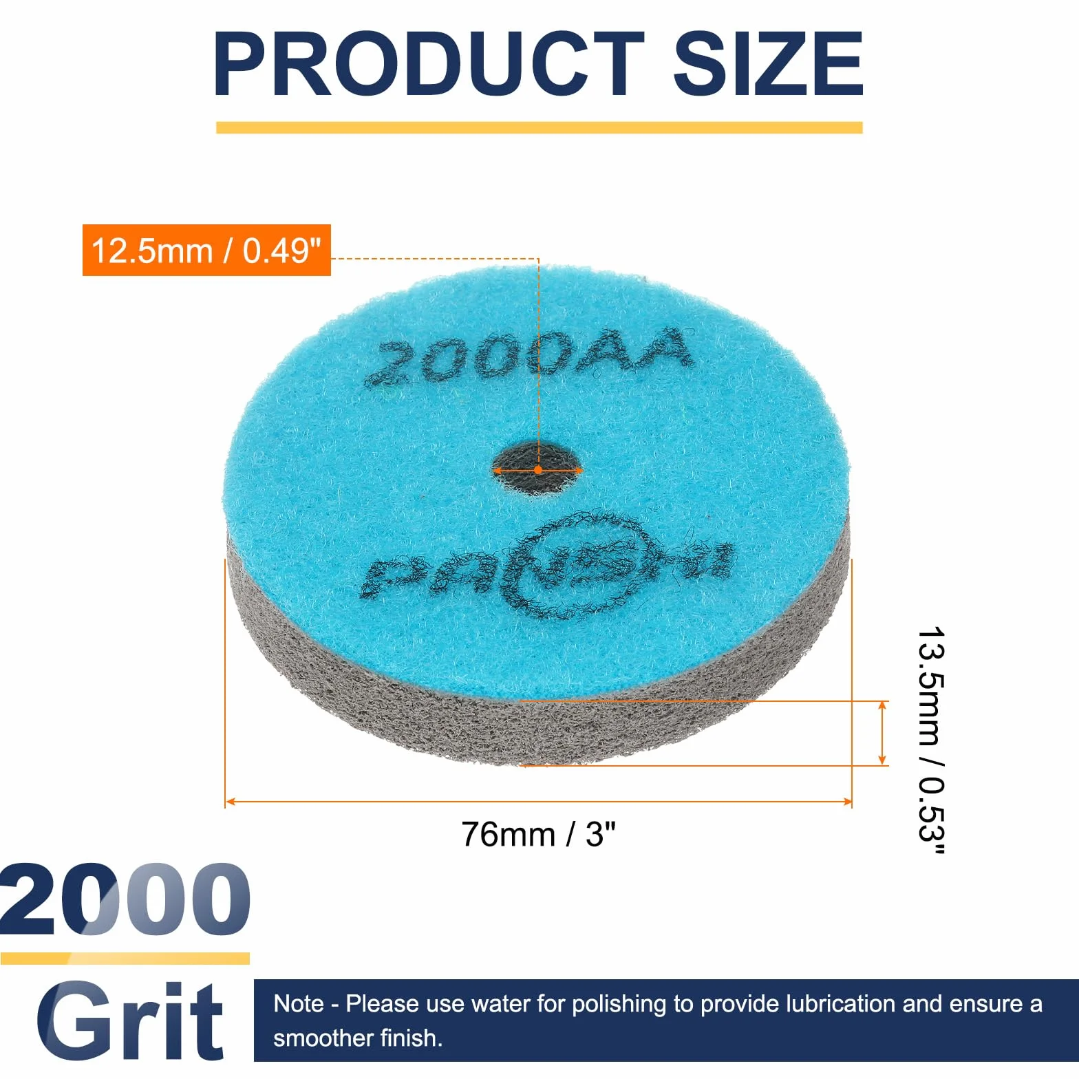 QUARKZMAN 2pcs Tamponi diamantati blu-grigi da 3" 2000 grani - Dischi spugna abrasivi in fibre con smeriglio per lucidatura a umido di marmo, cemento e pietra