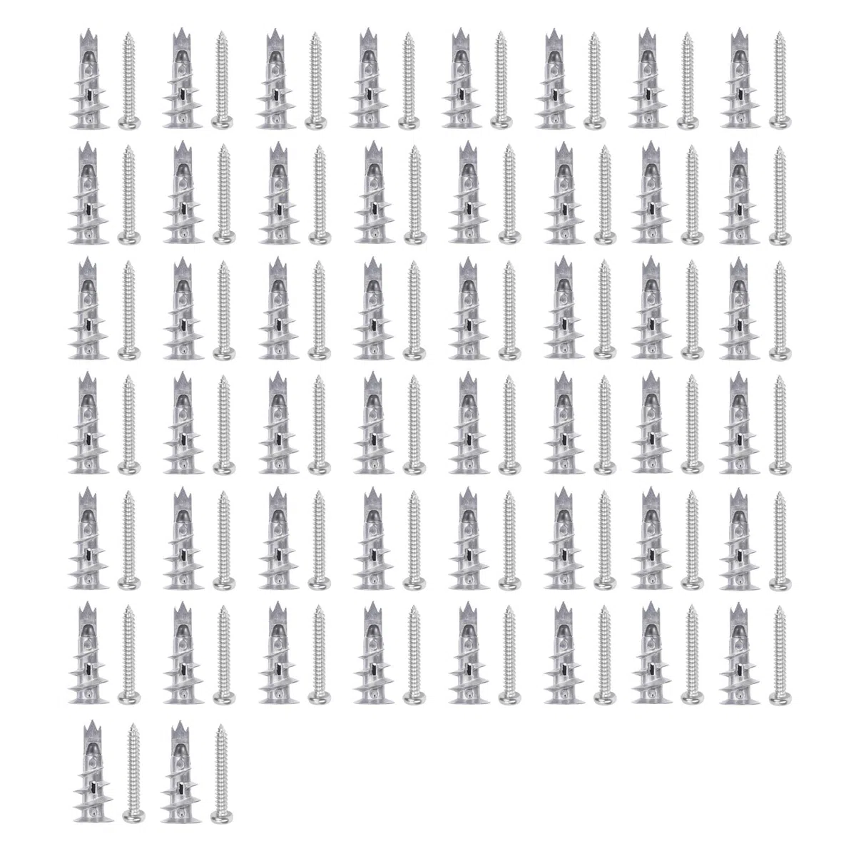 50 Pezzi Tasselli Autoperforanti per Cartongesso con 50 Viti, Costruzione in Acciaio Zincato, Design Autofilettante, Resistente alla Corrosione per Calcestruzzo, Cartongesso, Muratura (argento-50)