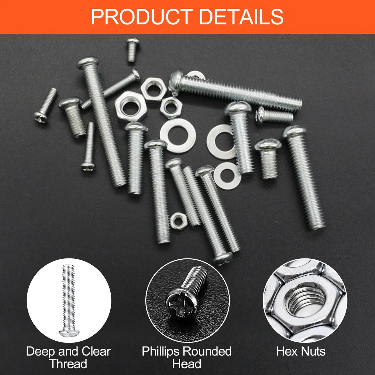 Frevoitna Set di 1080 Pezzi M3 M4 M5 M6 Bulloni e Dadi, Kit Viti e Rondelle, Assortimento Zincato per Casa, Ufficio, Prodotti Elettronici e Industriali
