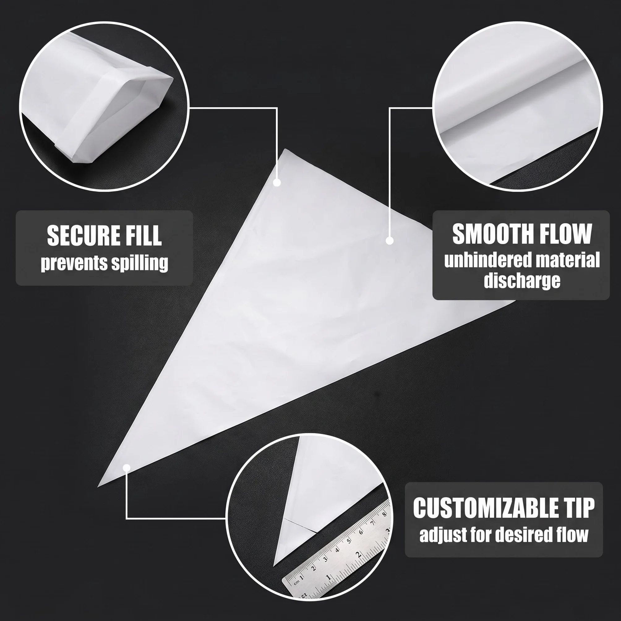 20 Pezzi Sacca per Giunture in HDPE resistente, impermeabile e sigillata per malta e cemento, protegge le mani, colore bianco, misura triangolare 285 x 450 x 530 mm